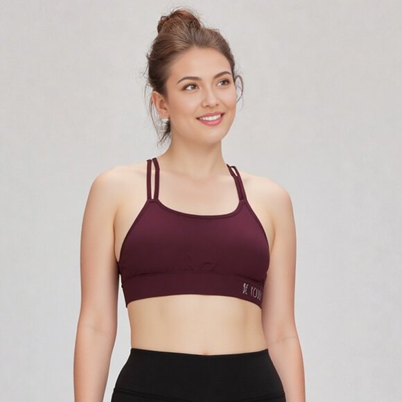 Rae Dunn Comfort Racerback Bra Stretch Padded Light Support Lounge Fig Medium - Picture 1 of 7